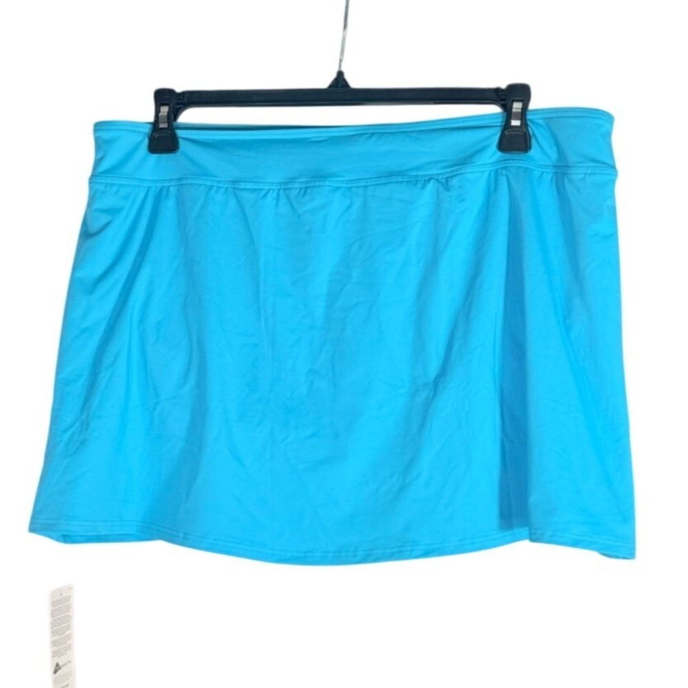 Lands End chlorine resistant tummy control Aqua Blue Swim Skort size 18 NEW - Picture 4 of 8